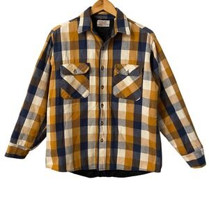 Vintage 90s Private Property Quilted Flannel Shirt Jacket Plaid Sz Lg Utility